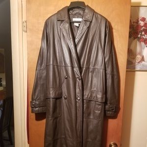 Ladys full length leather coat